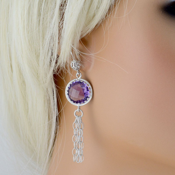 Zoppi Jewels|Orecchini a ciuffo con ametista in oro 18kt