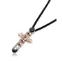 Zoppi Jewels:Croce bicolore in acciaio e laccetto nero
