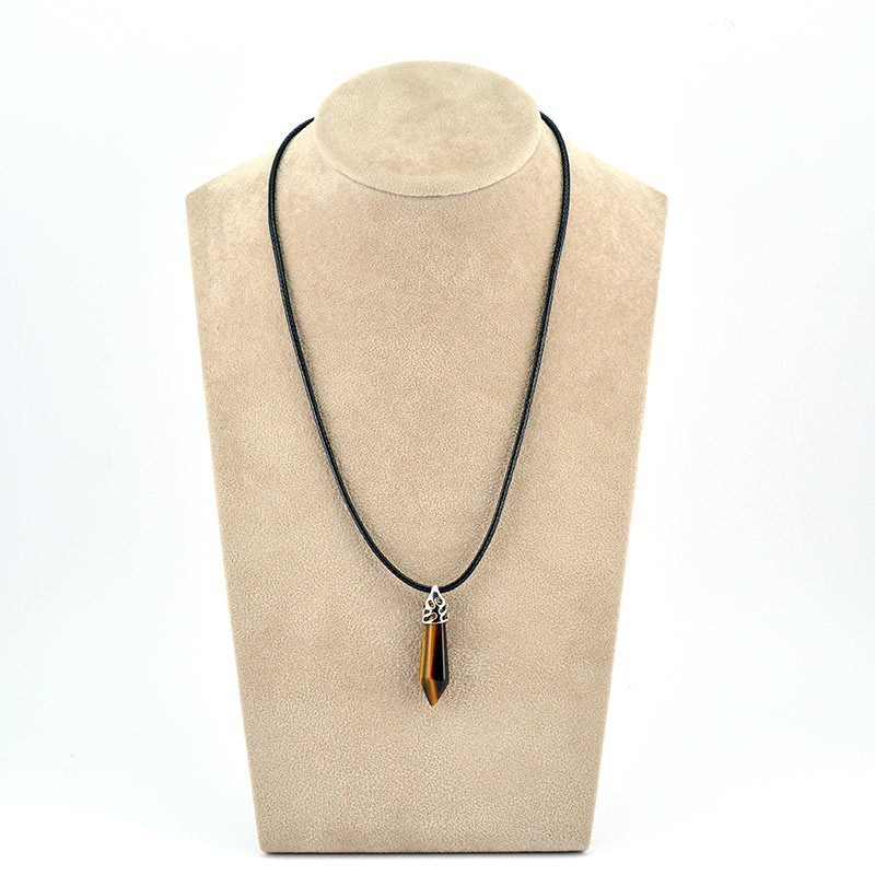 Ciondolo Pietra Naturale Collana Ciondolo Occhio Di Tigre Per Uomo - In Acciaio Inox, Pietra Naturale, Lunghezza 25 Pollici, Stile Fashion Collana