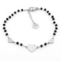 Bracciale in metallo con cuori e pietre nere 15,00 € Bracciali Donna