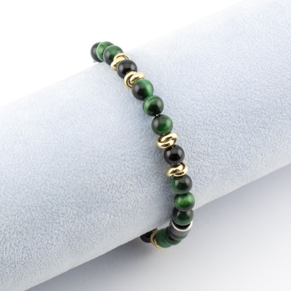 Bracciale in acciaio bicolore e pietre dure 25,00 € Bracciali Uomo