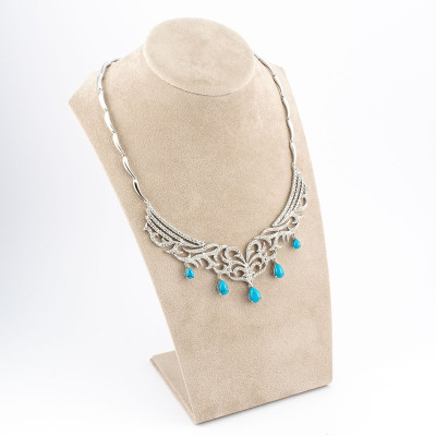 Collier in argento con turchese e zirconi 210,00 € Collane Donna