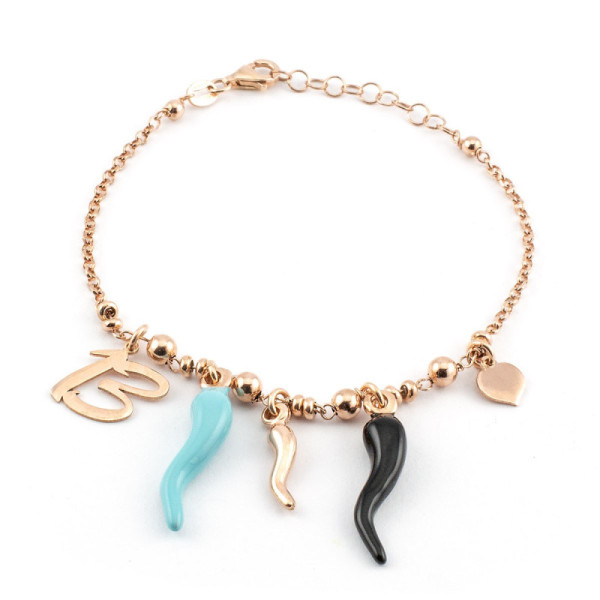Zoppi jewels|Bracciale in argento rosa con corni e 13 portafortuna|42,00 €
