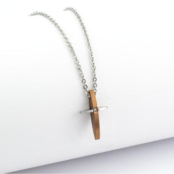 Zoppi Jewels|Collana con croce bicolore in acciaio