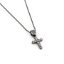 Zoppi Jewels:Collana uomo argento nero con piccola croce a pavè