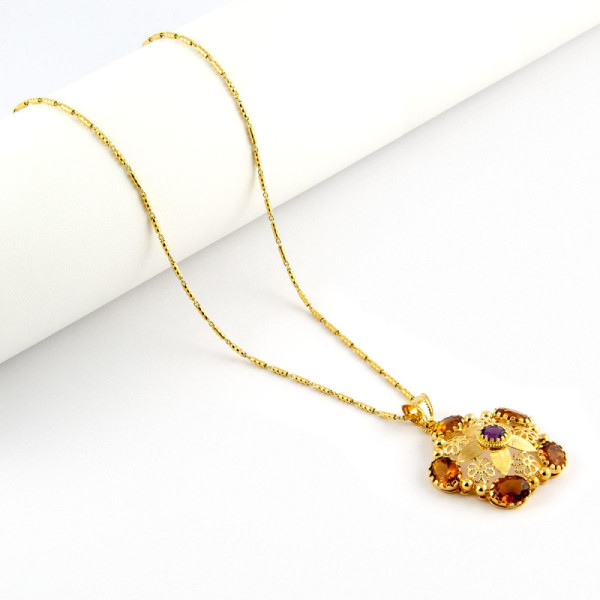 Zoppi Jewels|Collana con pendente in oro 18kt e pietre Topazio e Ametista