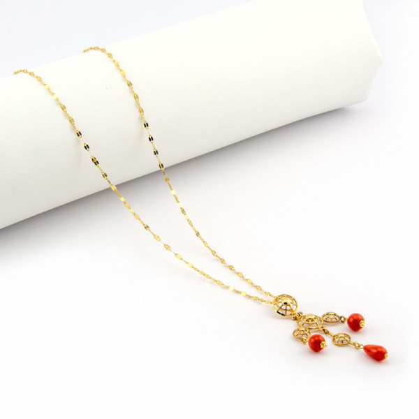 Zoppi Jewels:Collana con ciondolo in oro giallo 18kt e corallo