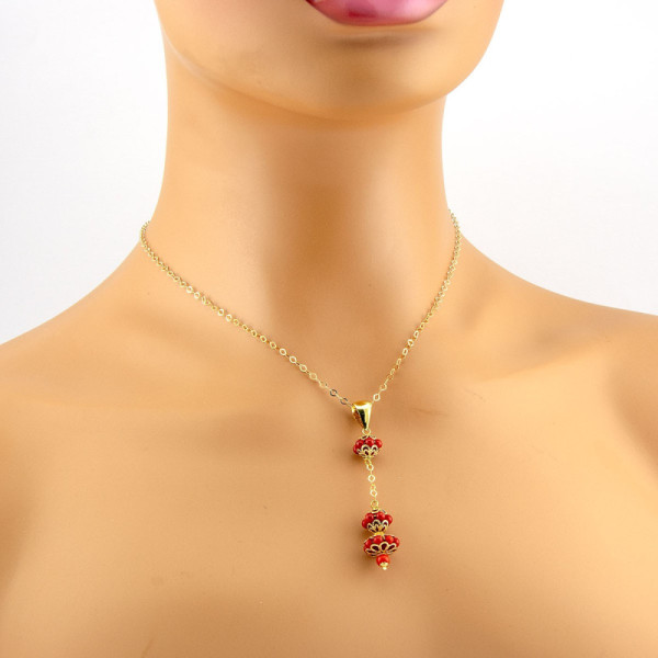 Zoppi Jewels|Collana con pendente in oro 18kt e corallo rosso
