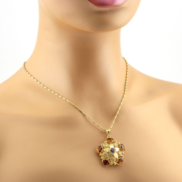 Zoppi Jewels|Collana con pendente in oro 18kt e pietre Topazio e Ametista