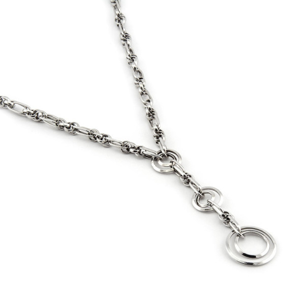 Collana a catena con cerchi pendenti in oro bianco 990,00 € Collane Donna