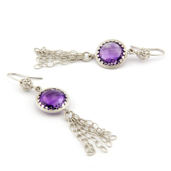 Zoppi Jewels|Orecchini a ciuffo con ametista in oro 18kt