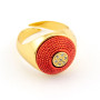 Anello punto luce rosso in acciaio dorato 25,00 € Anelli Donna