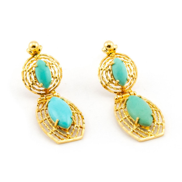 Zoppi Jewels:Orecchini in oro giallo 18kt con turchese