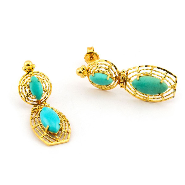 Zoppi Jewels:Orecchini in oro giallo 18kt con turchese