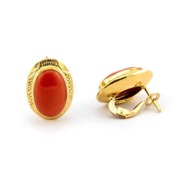 Zoppi Jewels|Orecchini clip in oro giallo 18kt e corallo