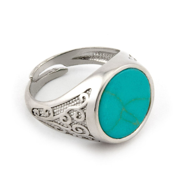 Anello intarsiato con turchese in argento 45,00 € Anelli Uomo