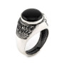 Anello gotico con onice in argento anticato 70,00 € Anelli Uomo