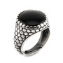 Anello chevalier in argento con pietra nera 60,00 € Anelli Uomo