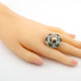 Anello a cupola in argento con pietra gialla paglierino 80,00 € Anelli Donna