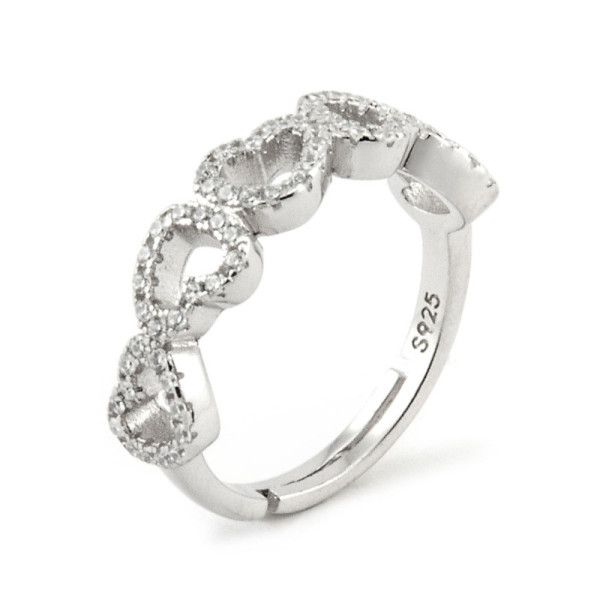 Anello fascetta con cuori con zirconi 25,00 € Anelli Donna