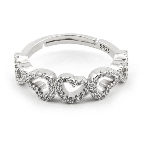 Anello fascetta con cuori con zirconi 25,00 € Anelli Donna