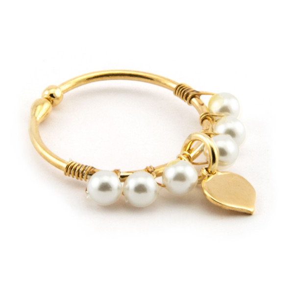 Anello con perle e cuore pendente in argento dorato 18,00 € Anelli Donna