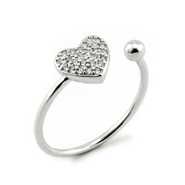 Zoppi Jewels:Anello con cuore a pavè e pallino in argento:20,00 €