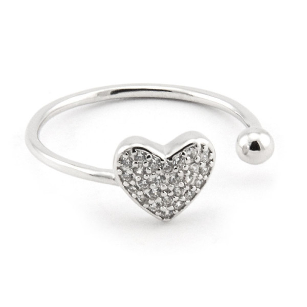 Zoppi Jewels:Anello con cuore a pavè e pallino in argento:20,00 €