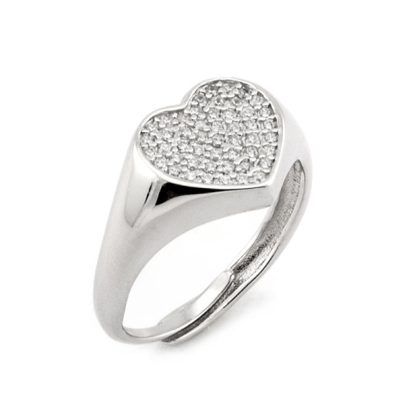Anello cuore a pavè in argento lucido 45,00 € Anelli Donna