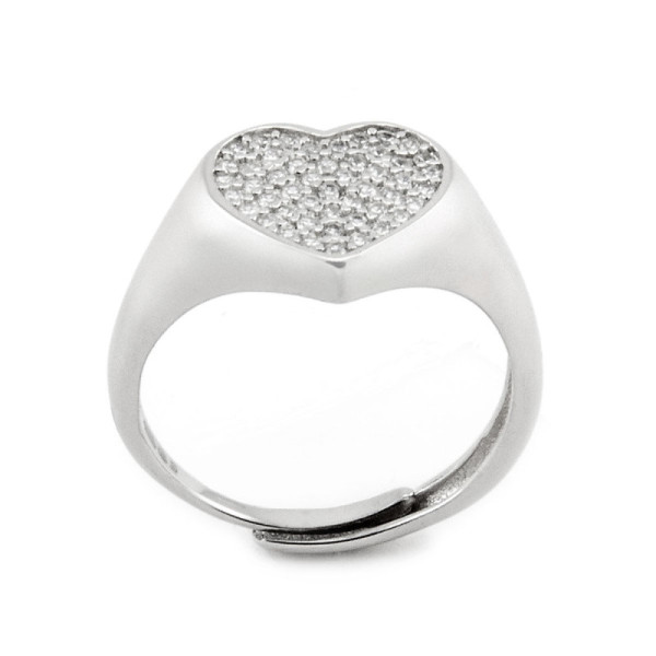 Anello cuore a pavè in argento lucido 45,00 € Anelli Donna
