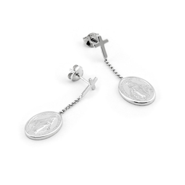 Orecchini pendenti con madonna miracolosa in argento 28,00 € Orecchini religiosi