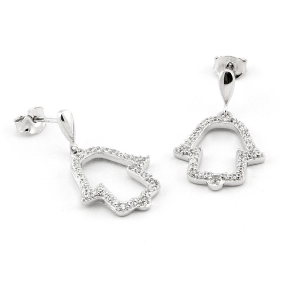 Zoppi Jewels|Orecchini in argento con mano di Fatima a pavè