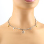 Zoppi Jewels|Collana in acciaio con stella, cuore, sfera e cristalli bianchi