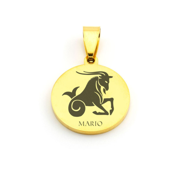 Medaglia dorata personalizzata con zodiaco e nome