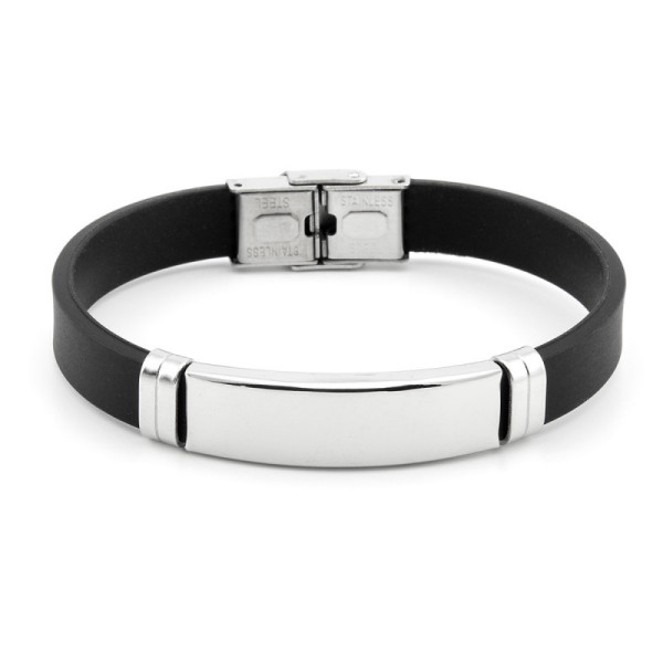 Zoppi jewels|Bracciale con piastra personalizzabile in acciaio e caucciù|10,00 €