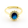 Anello con pietra blu zaffiro contornata da zirconi 25,00 € Anelli Donna