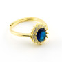 Anello con pietra blu zaffiro contornata da zirconi 25,00 € Anelli Donna