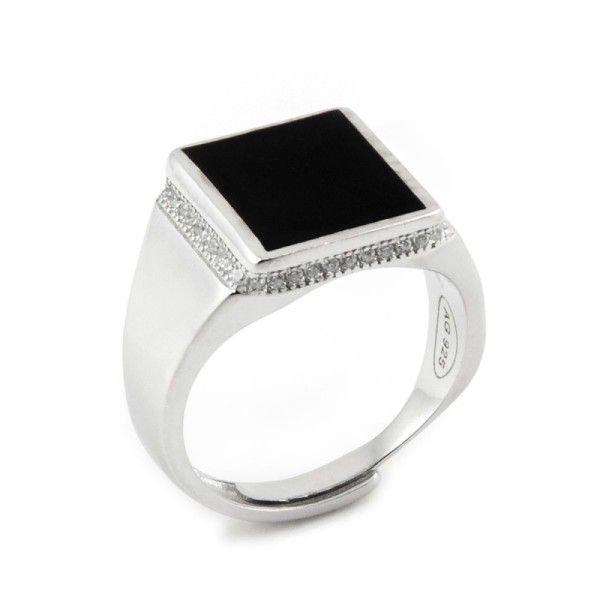 Anello uomo in argento con onice quadrato 65,00 € Anelli Uomo