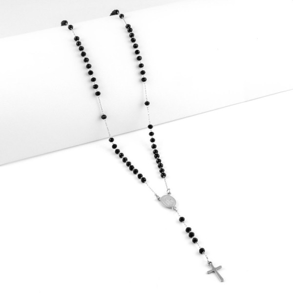 Collana a rosario con pietre nere in acciaio 18,00 € Collane religiose