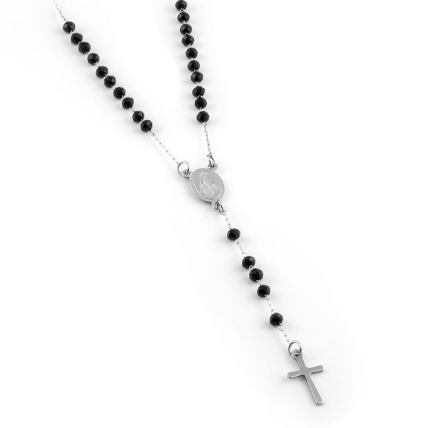 Collana a rosario con pietre nere in acciaio 18,00 € Collane religiose