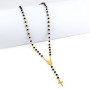 Zoppi Jewels:Collana a rosario con pietre nere in acciaio dorato