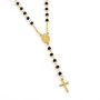 Zoppi Jewels:Collana a rosario con pietre nere in acciaio dorato