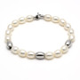 Zoppi Jewels|Bracciale di perle a goccia con elementi in oro bianco 18kt