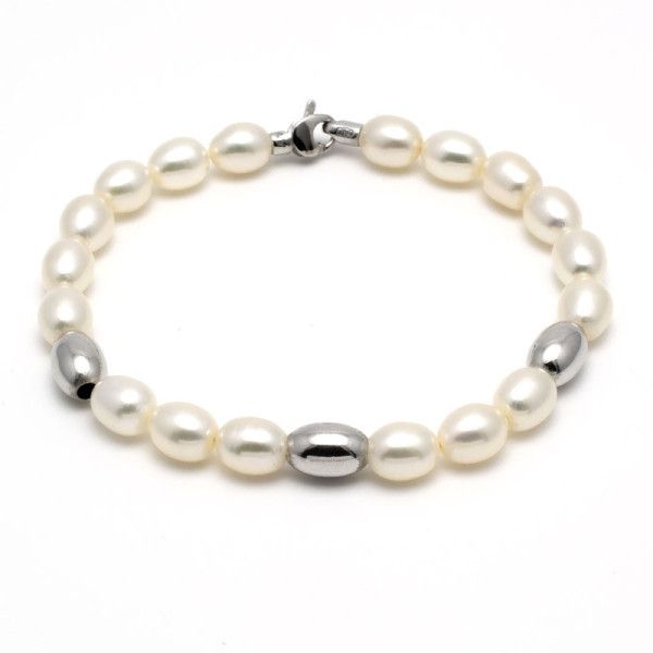Zoppi Jewels|Bracciale di perle a goccia con elementi in oro bianco 18kt