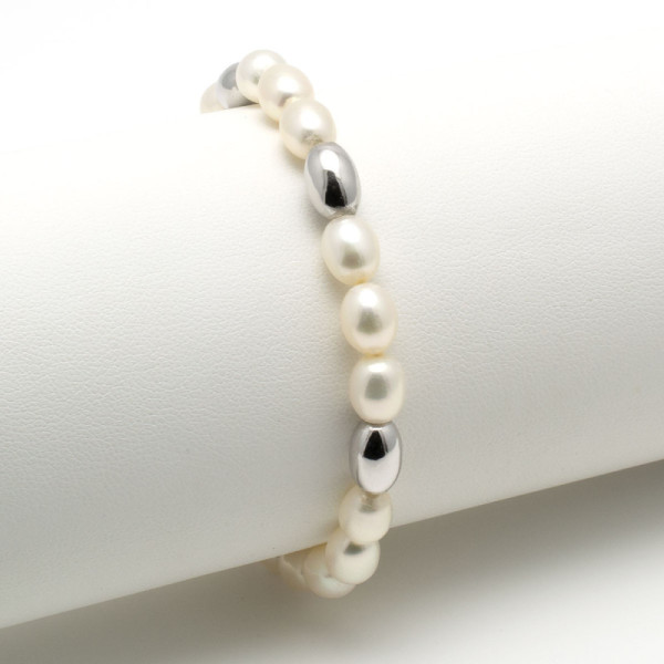 Zoppi Jewels|Bracciale di perle a goccia con elementi in oro bianco 18kt