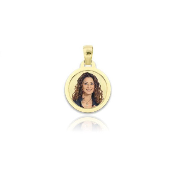 Zoppi Jewels|Medaglia foto a colori tonda piatta in oro 18kt