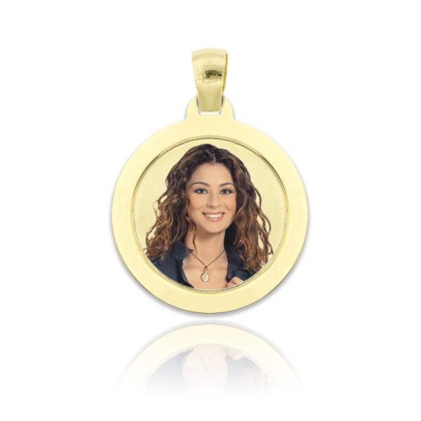 Zoppi Jewels|Medaglia foto a colori tonda piatta in oro 18kt