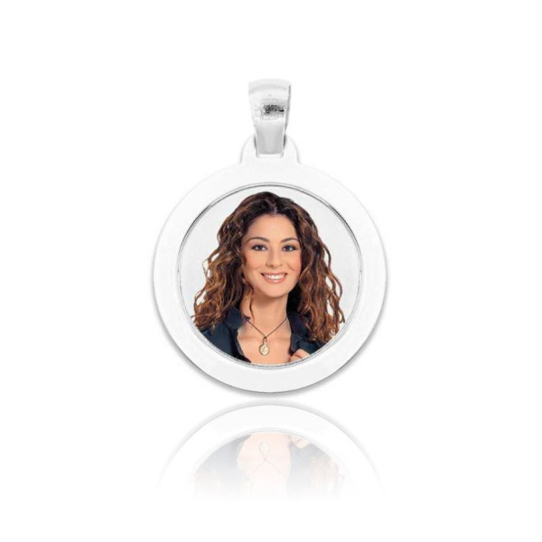 Zoppi Jewels|Medaglia foto a colori tonda piatta in argento 925