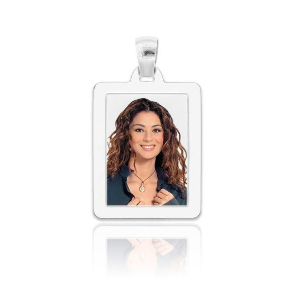 Zoppi Jewels|Medaglia foto a colori rettangolare piatta argento 925