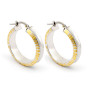 Orecchini cerchio ricurvo in oro bianco decoro giallo 480,00 € Orecchini Donna